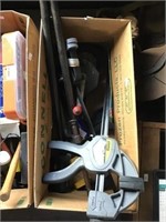 Clamps, Assorted Tools, Two Boxes