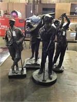 Four Bronze Golfer Statues, 11in