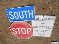 STOP, SOUTH, Maintenance Signs