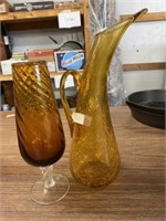 Amber Pitcher, Swirl Vase