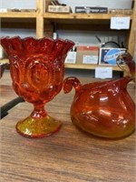 Art Glass Pitcher And Vase