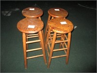 Bid X 4 Wood Bar Stools