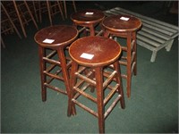 Bid X 4 Wood Bar Stools