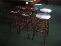 Bid X 6 Wood Bar Stools