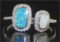 Gorgeous Blue & White Fire Opal Designer Ring