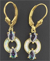 Beautiful Mystic Topaz & Opal Dangle Earrings
