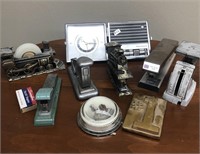 Mixed Vintage Lot - Staplers, Clock, Etc.