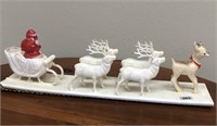 Vintage Plastic Santa & Reindeer Set *See Desc.