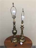 Qty 2 - Vintage Brass Lamps