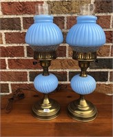 Qty 2 - Vintage Blue Lamps
