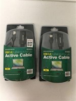 2 PACK MONOPRICE USB 3.0 ACTIVE CABLE