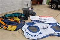 INFLATABLE INNER TUBES, PUMP, PADDLES, MISC