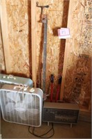 ELECTRIC HEATER, FAN, AXE, CLAMPS, WOOD CLAMP
