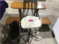 Bar Height Chair, 2 Wood Tables & Metal Tub