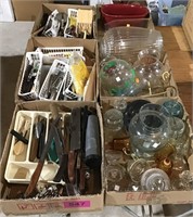 6 Boxes of Misc Glassware, Kitchen Utensils