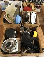 6 Boxes of Misc Kitchenware-Fry Daddy,