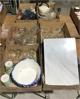6 Boxes-Misc Glassware, Cutting Board, Misc