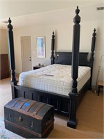 Queen Carved Wood Poster Bed