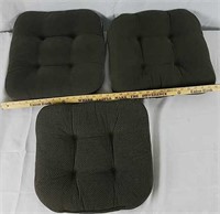 3 Green Chair Cushions, Non-skid Rubber Dots on