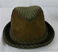 Green Dobbs Hat, Genuine Suede Leather