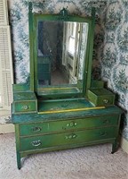 Solid Oak Two Drawer Dresser with Mirror,