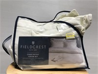 Fieldcrest linen queen bed duvet cover set white
