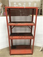 Orange metal utility shelf, 5 ft