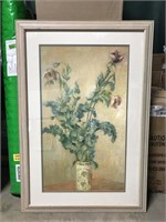 Large framed floral arrangement artwork