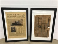 Old framed repro copies of historical newspapers