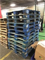 Lot of 12 blue wood heavy duty freight pallets