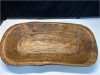 Antique hand carved Wooden dough bowl 23” long