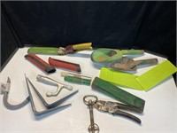 Scoops, wedges, hooks, handles, garden clippers