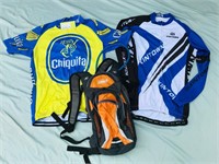 3 Cycling Jerseys, Shorts and Coleman Water System