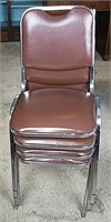 4 Metal Frame Chairs, Brown in color, Stackable,