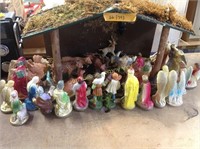 Plaster Nativity Set with minor chipping on some