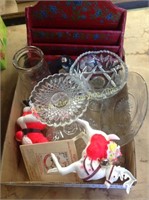 Flat w/ Clear Glass, Red Floral Mail Holder,