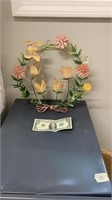 Decorative metal hanging flower wreath