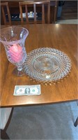 Crystal serving tray and candle holder