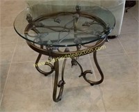 Metal & Glass Top Round End Table