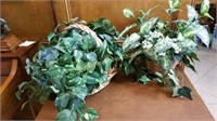 2 Decorative Wicker Baskets & Faux Foliage