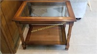 Wood & Glass Top End Table