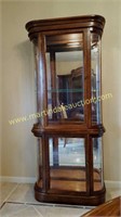 Wooden Curved Sides Lighted China Cabinet, Glass