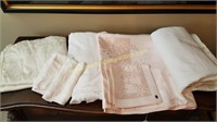 Table Linens - Damask, Pink, White; Napkins