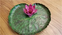 Metal Painted Lily Pad Serving Tray