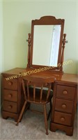 Maple Vanity or Desk w Chair