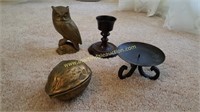 Candle Stands & Brass Walnut, Owl