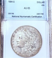 1884-S Morgan Silver Dollar NNC - AU55
