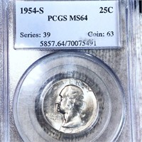 1954-S Washington Silver Quarter PCGS - MS64