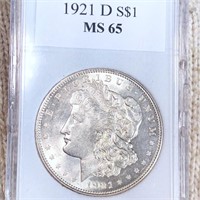 1921-D Morgan Silver Dollar MS65