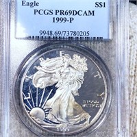 1999-P Silver Eagle PCGS - PR 69 DCAM